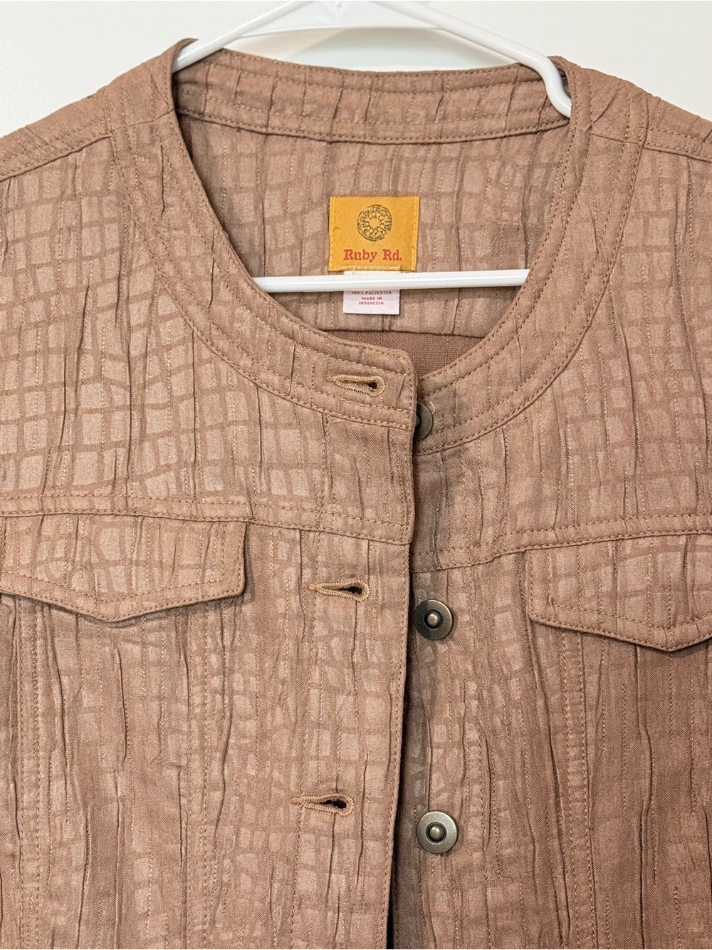 PtP 19” Textured Utility Jacket Women’s Size 12 🤎Brown 3/4 Sleeve Lightweight